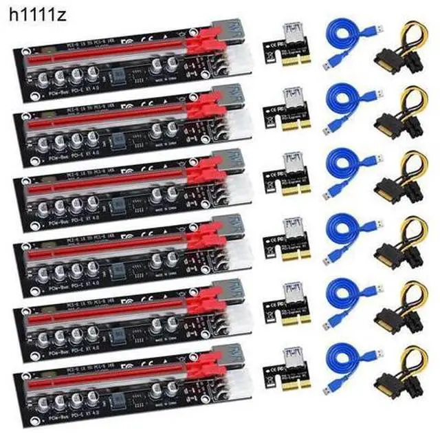 Main image of 6PCS PCIE Riser for Video Card Graphic Card GPU Mining 6 Pin Power PCI-E 16X Riser PCI Express X16 Adapter for BTC Bitcoin Miner