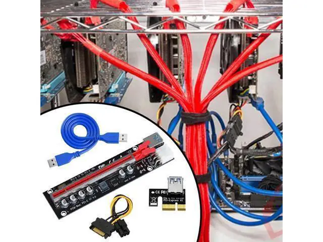 Alt view image 6 of 6 - 6PCS PCIE Riser for Video Card Graphic Card GPU Mining 6 Pin Power PCI-E 16X Riser PCI Express X16 Adapter for BTC Bitcoin Miner