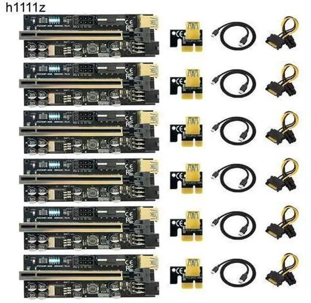 Main image of 6PCS PCIE Riser for Video Card USB 3.0 Extension Cable Adapter Cabo Riser PCI Express X16 VER009C Riser for Bitcoin Miner Mining