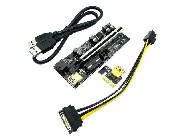 Alt view image 6 of 6 - 6PCS PCIE Riser for Video Card USB 3.0 Extension Cable Adapter Cabo Riser PCI Express X16 VER009C Riser for Bitcoin Miner Mining