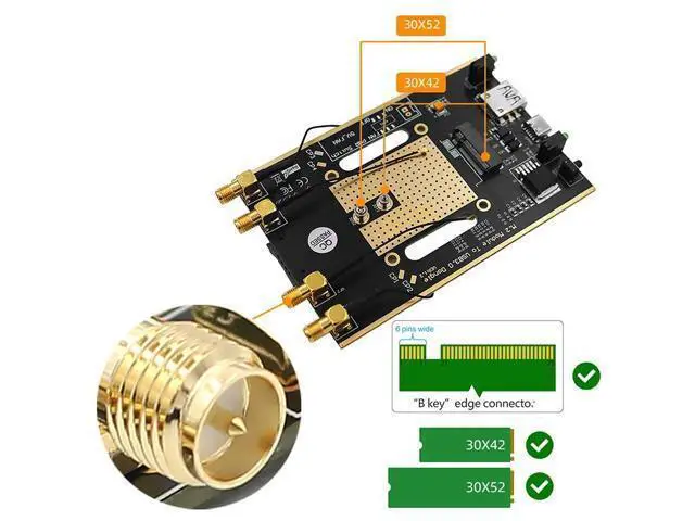 Alt view image 3 of 6 - M.2 B Key NGFF to USB 3.0 Adapter Wireless Card Converter Riser Antenna SIM Card Slot for SIM/Micro SIM/Nano SIM 3G 4G 5G Module