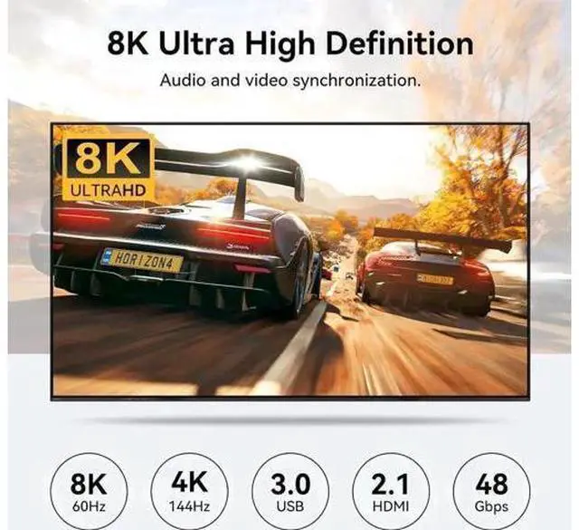 Alt view image 4 of 7 - 4 Port HDMI USB3.0 KVM Switch 8K@60Hz/4K@120Hz, 4-In-1-Out Single Monitor KVM Switch for 4 PCs, With 4 USB Cables & Wireless Remote Controller