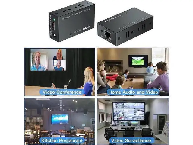 Alt view image 6 of 7 - 196Ft/60M 1080P HDMI Extender TX+RX Over Single Cat6 RJ45 Cable, Support 3D HDCP EDID Copy