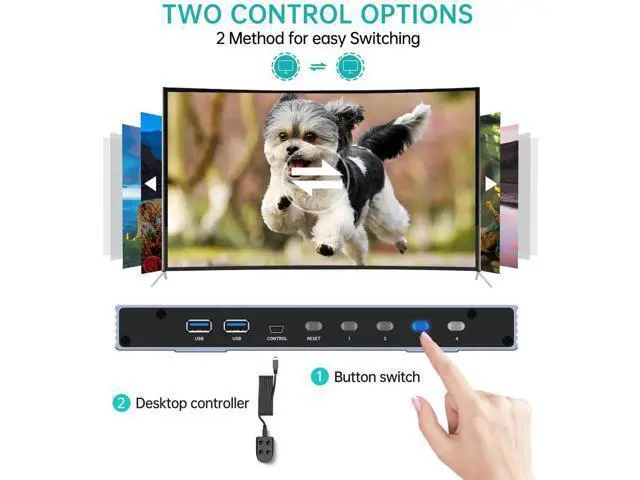 Alt view image 5 of 6 - MT-VIKI 4-Port HDMI2.1 USB3.0 KVM Switch, Aluminum Shell, 8K@60Hz/4K@120Hz/144Hz HDR Gaming KVM, 4 USB3.0 Cables Included