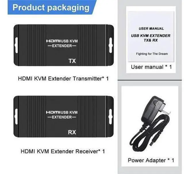 Alt view image 2 of 7 - HDMI KVM Over IP Extender Kit, 1080P@60Hz HD Video Transmission via Cat5e/Cat6 Ethernet Cable Up to 60m/196ft, Support Remote Keyboard & Mouse Control