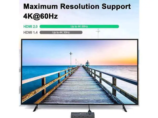 Alt view image 3 of 7 - 2 Port USB-C & HDMI KVM Switch 4K@60Hz, 100W PD, Thunderbolt 3 Compatible, 4 USB Ports for 2 PCs Share 1 Monitor, Wired Remote & 3 Cables Included