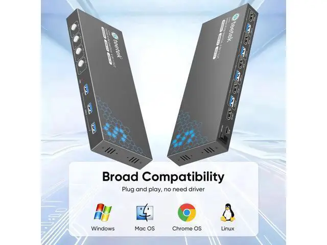 Alt view image 3 of 7 - 4 Port USB 3.0 HDMI KVM Switch 4K@60Hz EDID Adaptive, 4 PCs Share 1 Monitor Keyboard Mouse Printer HDD, with 1 HDMI & 4 USB Cables