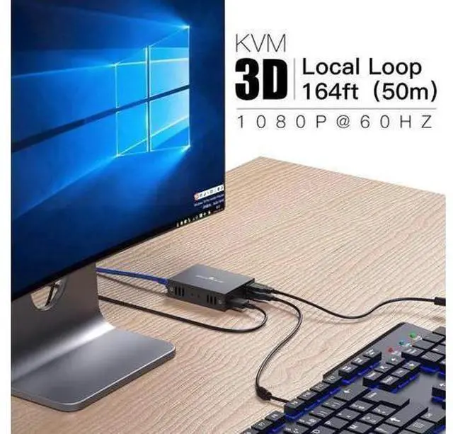 Alt view image 3 of 7 - HDMI KVM USB Extender 1080P, Extend Video & USB Signals 50m via Cat5e/Cat6 Cable, Remote Keyboard & Mouse Control