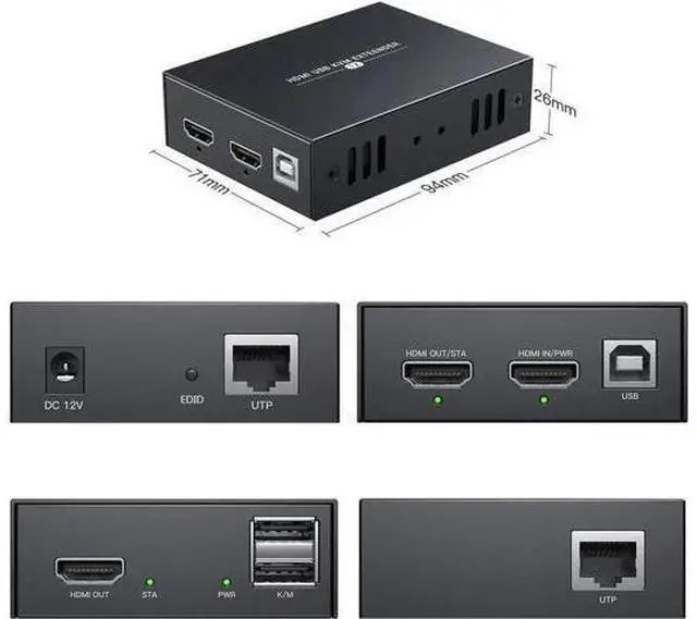 Alt view image 6 of 7 - HDMI KVM USB Extender 1080P, Extend Video & USB Signals 50m via Cat5e/Cat6 Cable, Remote Keyboard & Mouse Control