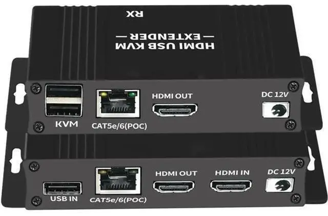 Main image of HDMI KVM Extender 1080P@60Hz, Transmitter & Receiver Over Cat5e/Cat6 Cable Up to 60M/196FT, Support USB Keyboard Mouse, Plug & Play