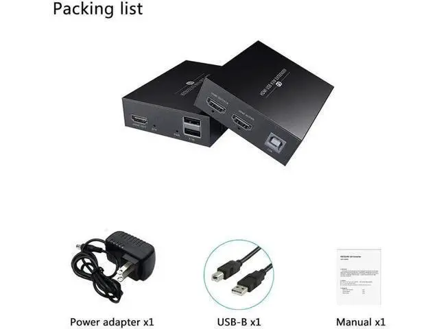 Alt view image 3 of 4 - HDMI KVM USB Extender 1080P, Transmit 50m via Cat5e/Cat6 Ethernet Cable, Remote Control Keyboard & Mouse