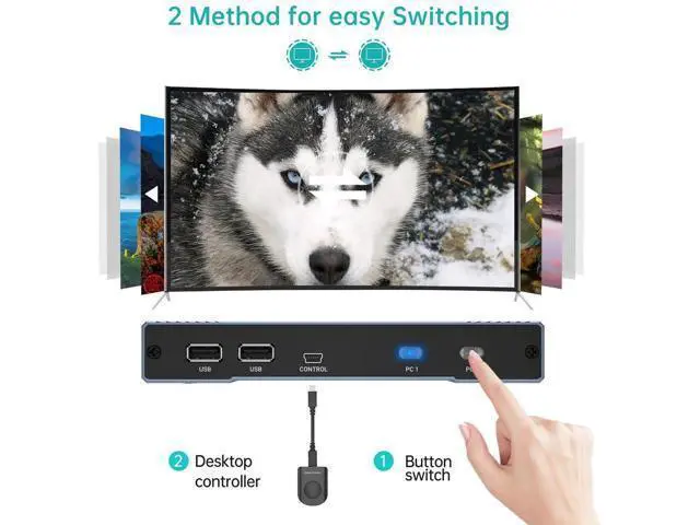 Alt view image 7 of 7 - MT-VIKI 2-Port Hybrid USB-C HDMI KVM Switch 4K@60Hz, 65W PD Charging, Compatible with MacBook & Desktop PC, Complete Cables Included