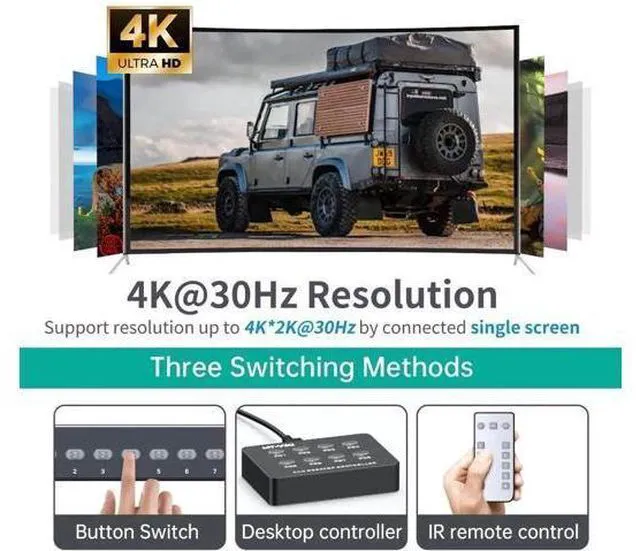Alt view image 2 of 7 - MT-VIKI 8-Port 1U Rack Mount HDMI KVM Switch 4K@30Hz, IR Remote + Wired Controller, Full Accessory Kit
