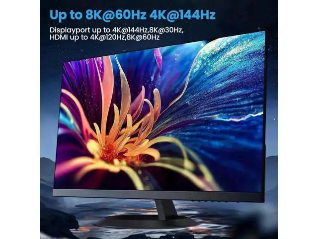 Alt view image 6 of 7 - 3-Port Triple Monitor KVM Switch (1HDMI+2DP), 8K@60Hz 4K@144Hz, 4 USB3.0 Ports, Wired Remote & 3 USB Cables Included