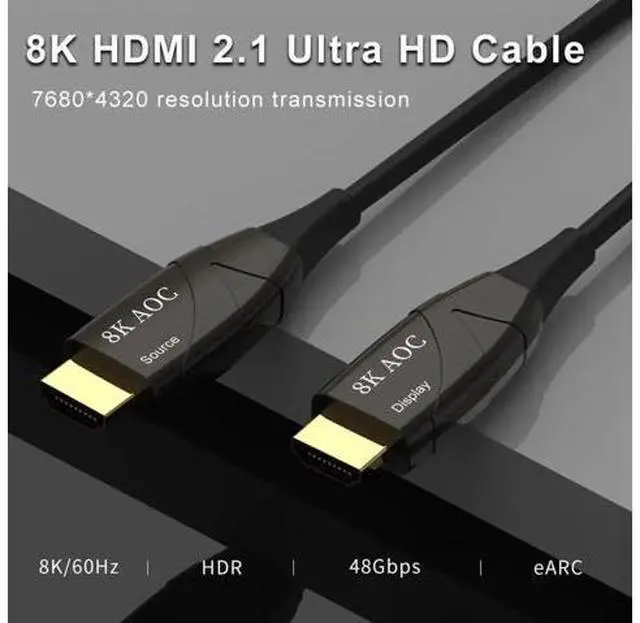 Alt view image 6 of 7 - 8K HDMI Fiber Optic Cable (16.4FT/5M), 8K@60Hz AOC Fiber HDMI 2.1 Braided CordSupports 8K@60Hz 4K@120Hz, 48Gbps AOC Dynamic HDR 10, eARC, HDCP2.2, 4:4:4