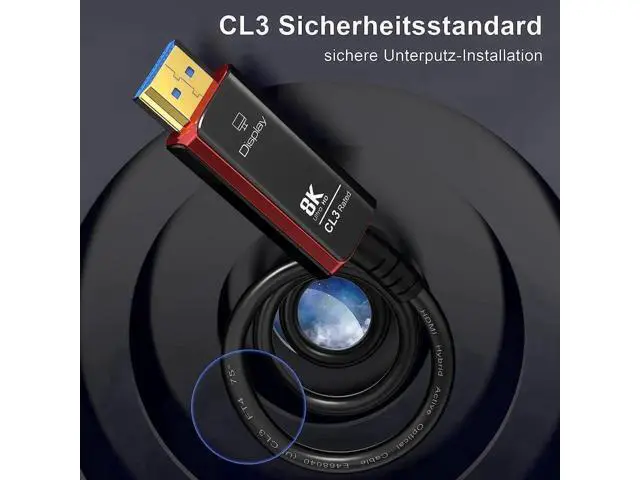 Alt view image 3 of 7 - 8K Fiber Optic HDMI Cable, CL3 Rated 8K HDMI Cable Ultra high Speed 48Gbps,Support 8K60Hz, 4K120Hz, Dynamic HDR 10, eARC Compatible with PS5 PS4 Xbox Apple TV Sony LG Samsung, (16.4Feet, Black+Red)