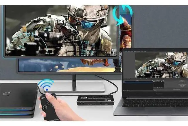 Alt view image 2 of 7 - 3×1 4K@60Hz HDMI Multiview Capture Card with HDMI Loop-Out & 3.5mm Mic/Audio Jack, USB Game Video Grabber for PS5 PS4 Pro Xbox Series X/S Xbox One X/S PC Mac Live Streaming Recording