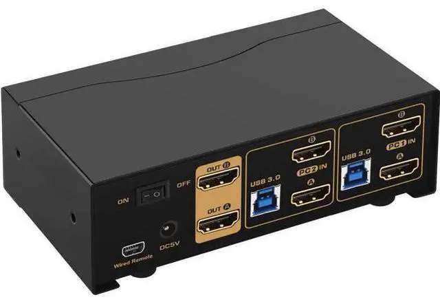 Alt view image 2 of 7 - CKL 2-Port Dual HDMI USB3.0 KVM Switch, 4K@60Hz Extended Display with Cables & Audio