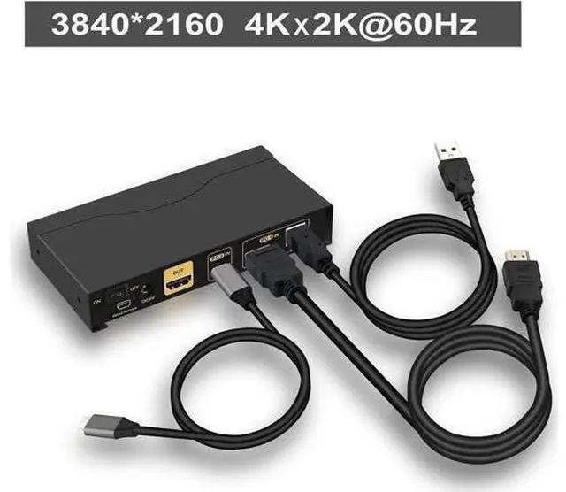 Alt view image 4 of 7 - CKLau 2-Port USB-C + HDMI KVM Switch, 4K@60Hz with Audio & Full Cables, Compatible with Mac, PC & Mobile Devices to Share Monitor, Keyboard and Mouse