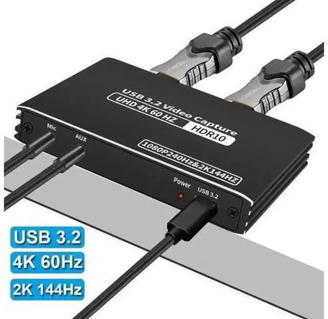 Main image of USB3.2 External HDMI Capture Card, Supports 4K@60FPS & 2K@144FPS Ultra Low Latency Video Grabber for Live Streaming Recording, Compatible with PS5 Switch Camera PC Mac OBS