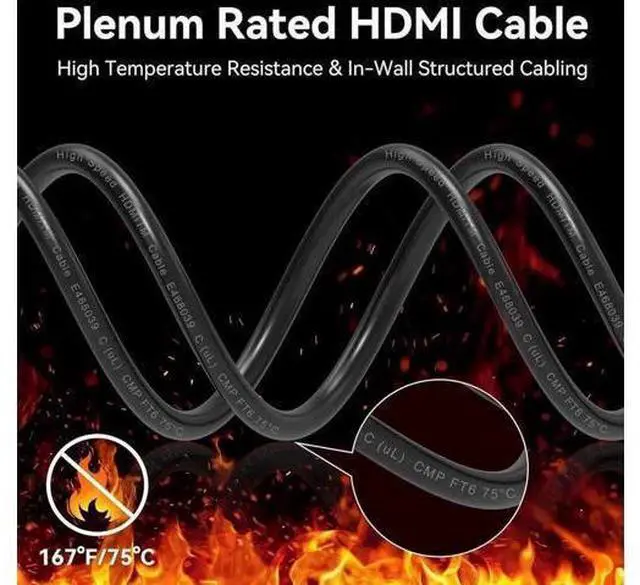 Alt view image 3 of 7 - 8K Fiber Optic Gaming HDMI 2.1 Plenum-Rated Cable, 48Gbps High Speed 3D 8K60 4K120 144Hz HDMI Cord eARC HDR10 HDCP 2.2&2.3 Compatible with Roku-TV/PS5/HDTV/Blu-ray - 16.4FT/5M, Red