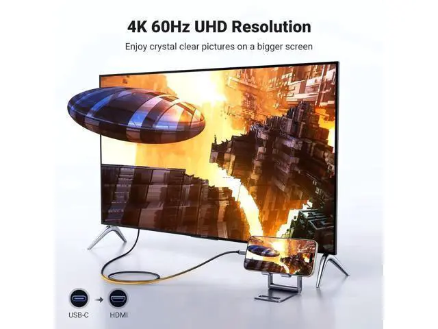 Alt view image 5 of 7 - 10FT UGREEN USB-C to HDMI Cable 4K@60Hz, Thunderbolt 3/4 Compatible Type-C to HDMI Cord for iPhone 17 Pro Max MacBook iPad XPS Galaxy S25 Steam Deck