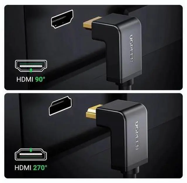 Alt view image 7 of 7 - 10FT UGREEN 90 Degree Right Angle HDMI 2.0 Cable, Down Angle 4K@60Hz HDMI Cord Support ARC 3D 1080P for PS5 Xbox Switch Laptop Monitor TV