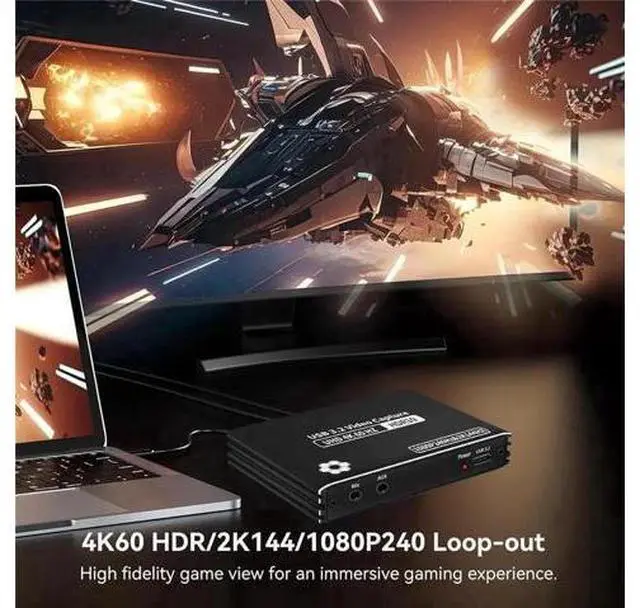 Alt view image 4 of 7 - USB3.2 External HDMI Capture Card, Supports 4K@60FPS & 2K@144FPS Ultra Low Latency Video Grabber for Live Streaming Recording, Compatible with PS5 Switch Camera PC Mac OBS