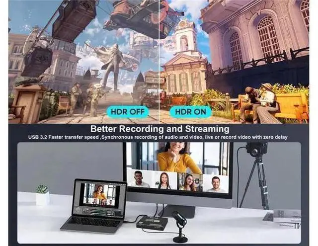 Alt view image 6 of 7 - USB3.2 External HDMI Capture Card, Supports 4K@60FPS & 2K@144FPS Ultra Low Latency Video Grabber for Live Streaming Recording, Compatible with PS5 Switch Camera PC Mac OBS