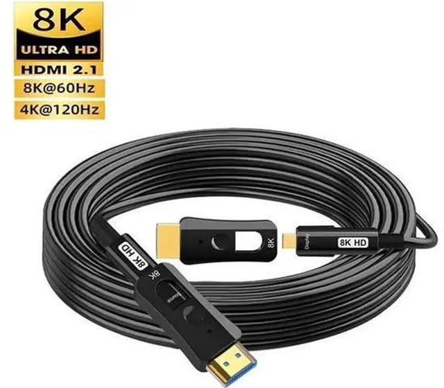 Main image of Detachable Fiber Optic HDMI2.1 In-wall Cable, 8K HDMI 2.1 High Speed 48Gbps 8K@60Hz 4K@120Hz Dynamic HDR 10, eARC, HDCP2.2, 4:4:4 Audio Cable for in-Wall Installation-16FT 330 ft.
