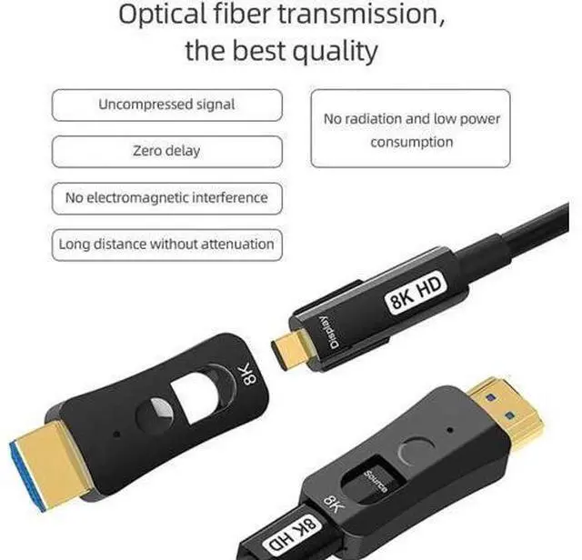 Alt view image 6 of 7 - Detachable Fiber Optic HDMI2.1 In-wall Cable, 8K HDMI 2.1 High Speed 48Gbps 8K@60Hz 4K@120Hz Dynamic HDR 10, eARC, HDCP2.2, 4:4:4 Audio Cable for in-Wall Installation-16FT 330 ft.