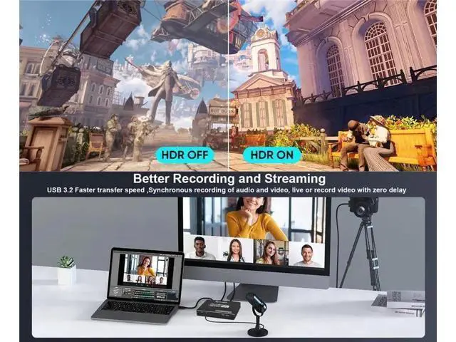 Alt view image 3 of 7 - 2K 144FPS HDMI Audio Video Capture Card, 4K@60fps Recording & 4K HDMI Loop-Out with Mic Input, Live Stream Capture Device for Gaming Streaming Video Conference Compatible with Switch PS4 OBS Camera PC