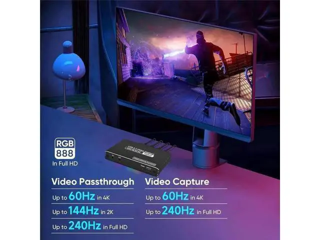 Alt view image 4 of 7 - 2K 144FPS HDMI Audio Video Capture Card, 4K@60fps Recording & 4K HDMI Loop-Out with Mic Input, Live Stream Capture Device for Gaming Streaming Video Conference Compatible with Switch PS4 OBS Camera PC