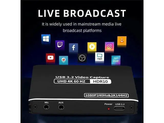 Alt view image 7 of 7 - 2K 144FPS HDMI Audio Video Capture Card, 4K@60fps Recording & 4K HDMI Loop-Out with Mic Input, Live Stream Capture Device for Gaming Streaming Video Conference Compatible with Switch PS4 OBS Camera PC