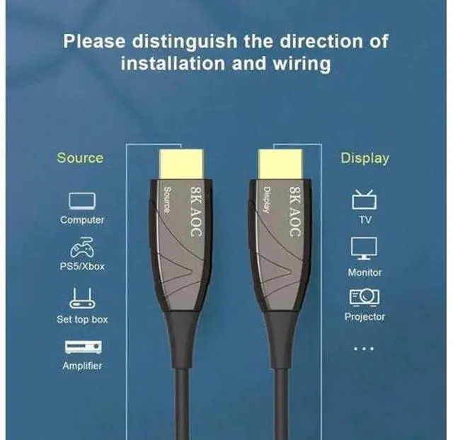 Alt view image 6 of 7 - 330FT Gold-Plated Fiber Optic HDMI 2.1 Cable, 48Gbps Ultra High Speed Supports 8K@60Hz 4K@120Hz Dynamic HDR eARC Dolby Atmos for PS5 Xbox Series X UHD TV