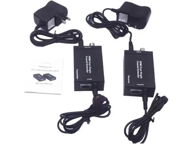 Alt view image 2 of 6 - 1080P HDMI Over Single Coaxial Extender Transmitter Receiver Kit, IR Remote Control Support, Max 100m Transmission Distance via Coax Cable
