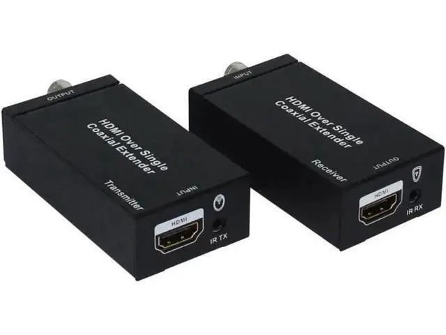 Alt view image 6 of 6 - 1080P HDMI Over Single Coaxial Extender Transmitter Receiver Kit, IR Remote Control Support, Max 100m Transmission Distance via Coax Cable