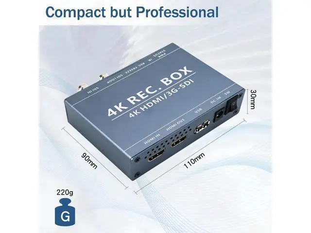 Alt view image 7 of 7 - 3G SDI 4K HDMI DVI Audio Video Capture Recorder SDI Loop Out 1080P Output for Live Stream Broadcast Teaching