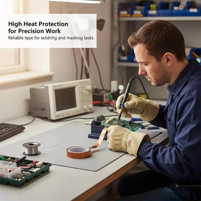 Alt view image 6 of 6 - High-Temperature Polyimide Tape with Silicone Adhesive - 1/8'', 1/4'', 1/2'', 1'' Multi-Size Bundle for Masking, Soldering, Electronics
