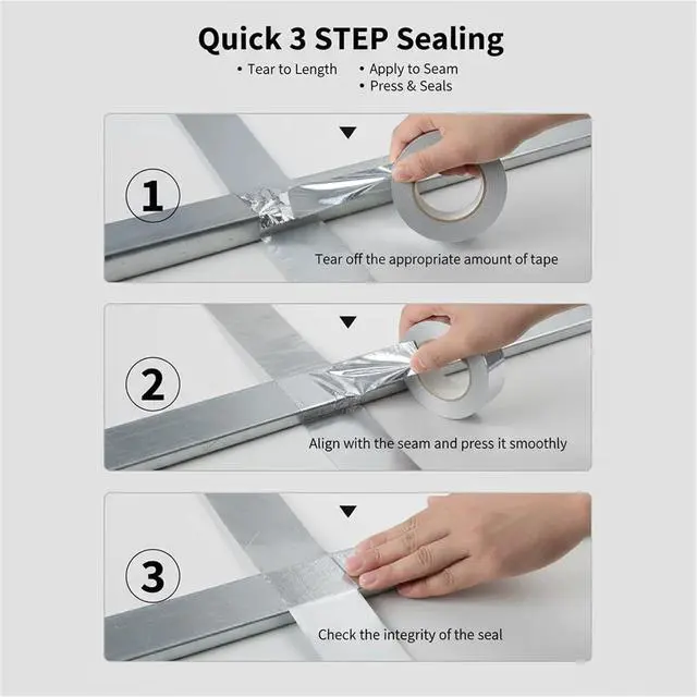 Alt view image 3 of 6 - 2 inch x 130 Feet Aluminum Foil Duct Sealing Tape, 3.9 Mil, High-Temperature Heavy-Duty Silver HVAC Tape for Ductwork Dryer Vent