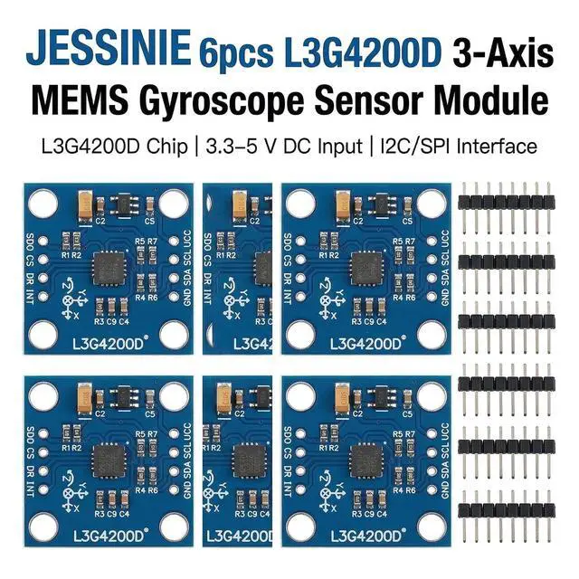 Alt view image 2 of 5 - 6pcs L3G4200D 3Axis MEMS Gyroscope Sensor Module, 3.35 V, I2C SPI Interface