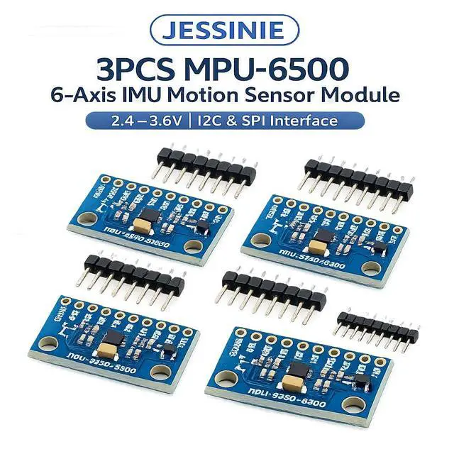 Alt view image 4 of 6 - 3pcs MPU6500 6Axis IMU Motion Sensor Module, 2.43.6 V, I2C SPI Interface