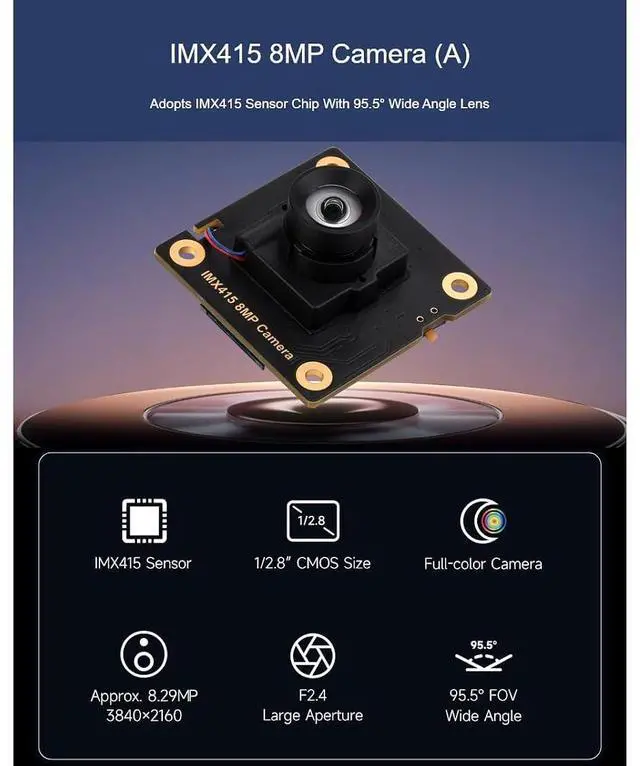 Alt view image 2 of 7 - IMX415 8MP Camera (A) Compatible with Raspberry Pi 5 / Zero Series/Zero 2W / Luckfox Series Boards,Adopts IMX415 Sensor Chip with 95.5° Wide Angle Lens