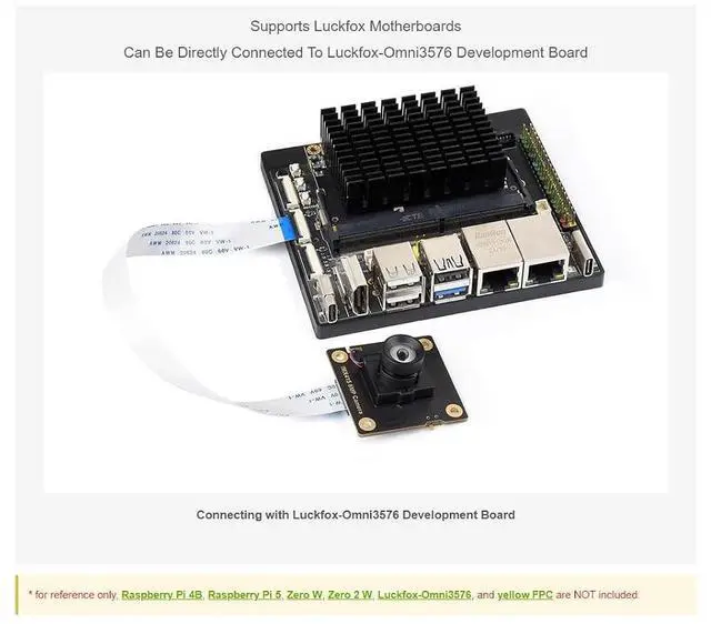 Alt view image 6 of 7 - IMX415 8MP Camera (A) Compatible with Raspberry Pi 5 / Zero Series/Zero 2W / Luckfox Series Boards,Adopts IMX415 Sensor Chip with 95.5° Wide Angle Lens