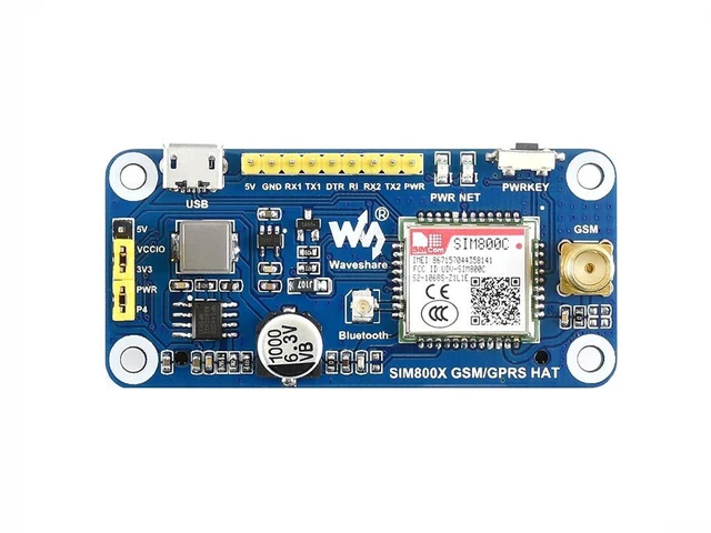 Alt view image 3 of 7 - GSM/GPRS/Bluetooth 3.0 HAT for Raspberry Pi 2B/3B/3B+/Zero/Zero W Based on SIM800C Support SMS Data Transfer ect