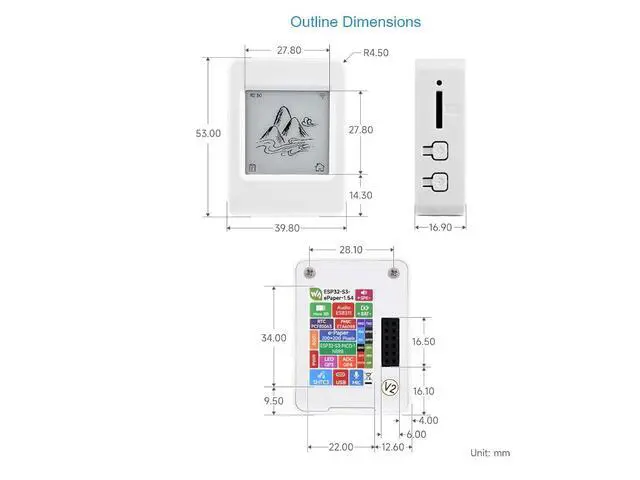 Alt view image 7 of 7 - ESP32-S3 1.54inch Touch E-Paper AIoT Development Board