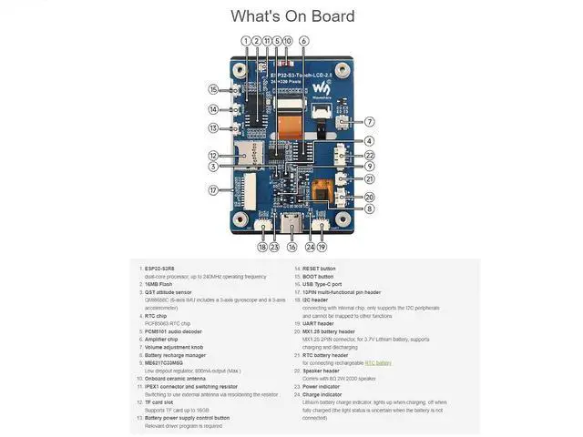 Alt view image 7 of 7 - ESP32-S3 2.8inch Capacitive Touch Display Development Board 240×320 Pixels 262K Color IPS Screen Supports WiFi & Bluetooth