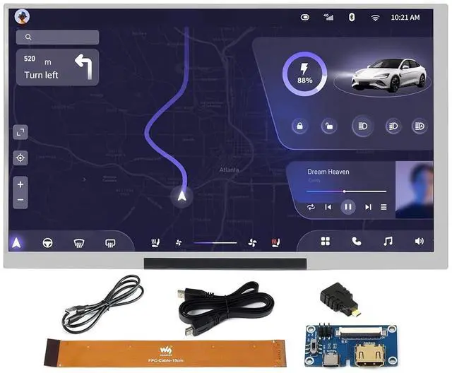 Main image of 1024 × 600 Resolution 7inch IPS Display Integrated Thin and Light Screen for Raspberry Pi,Jetson Nano,Windows PC,Support Windows/Linux/Android System,170° Wide Viewing Angle