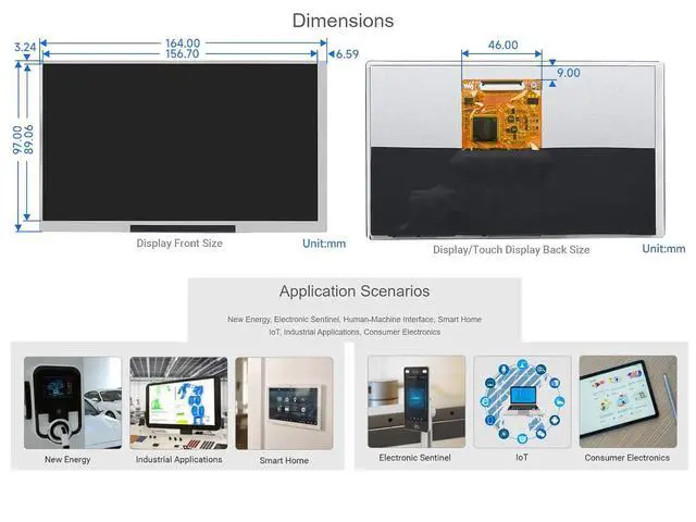 Alt view image 6 of 7 - 1024 × 600 Resolution 7inch IPS Display Integrated Thin and Light Screen for Raspberry Pi,Jetson Nano,Windows PC,Support Windows/Linux/Android System,170° Wide Viewing Angle
