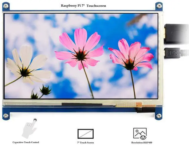 Alt view image 3 of 6 - 7 inch IPS Capacitive Touch Screen Display 1024×600 Hardware Resolution HDMI LCD C Monitor with Bicolor Case for Raspberry Pi/BeagleBone Black/Banana Pi, Support Windows 10/8.1/8/7